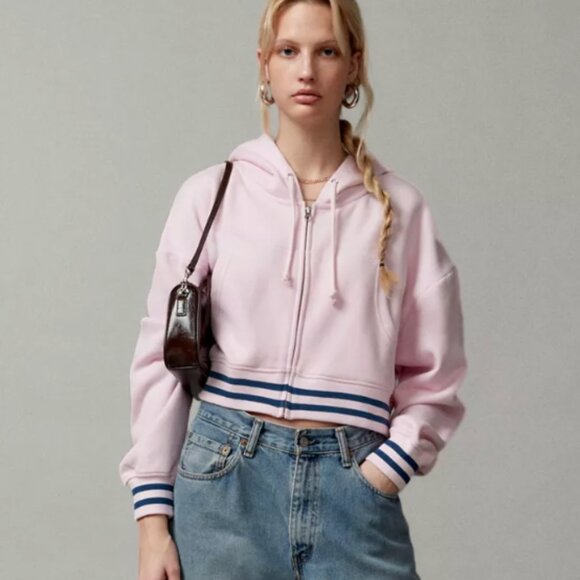NWOT BDG Stripe Pink Hoodie - Picture 1 of 4